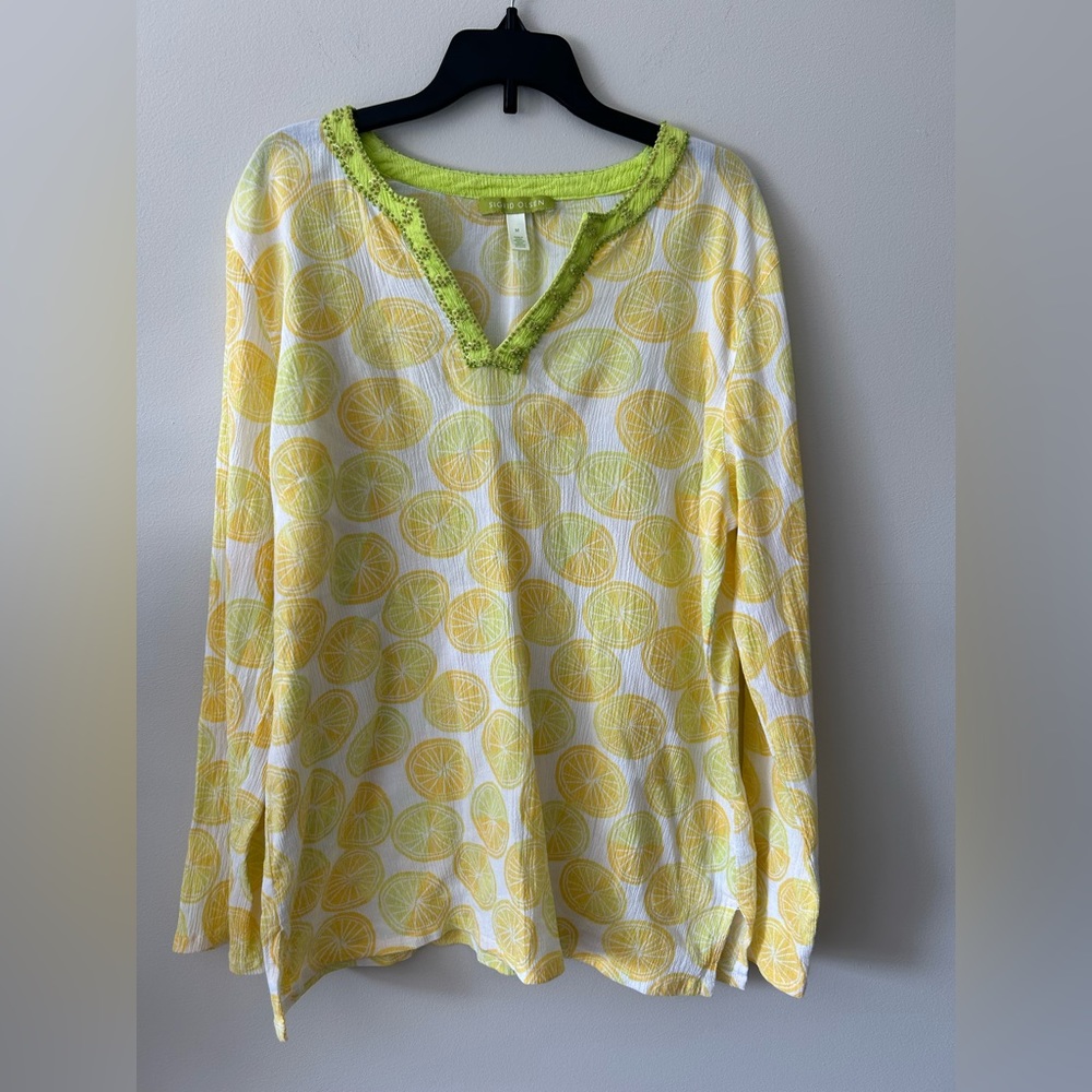 Sigrid Olsen Citrus Print Gauze Tunic In Size Med… - image 1